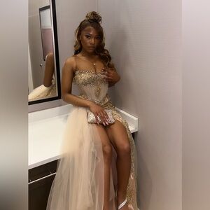 Handmade pink dime prom dress